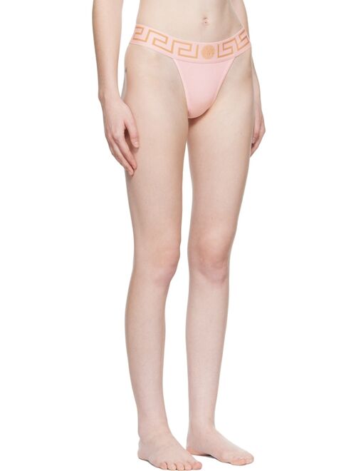 VERSACE UNDERWEAR Pink Greca Border Thong