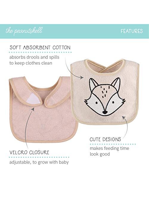 The Peanutshell Terry Bib Set for Baby Boys or Girls, 8 Pack Unisex Set for Feeding, Teething, Drooling