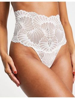2 pack deep lace thong in white