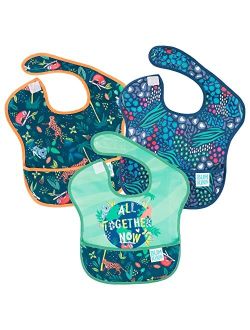 Bumkins SuperBib, Baby Bib, Waterproof, Washable Fabric, Fits Babies and Toddlers 6-24 Months - Hangry, Dinosaurs, Blue Tropic (3-Pack)