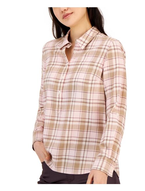 TOMMY HILFIGER Women's Cotton Button-Popover Plaid-Print Shirt