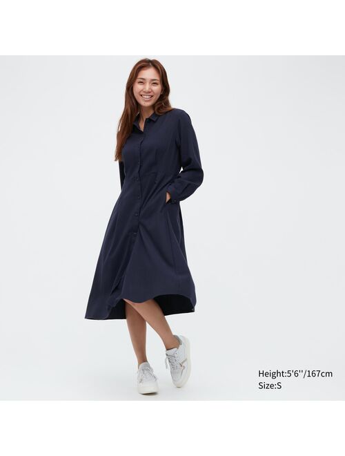 Uniqlo Soft Flannel Long-Sleeve Flare Dress