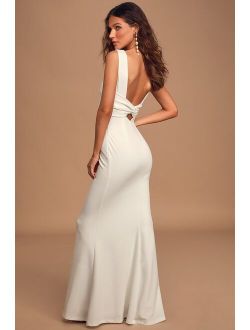 Love In Your Eyes Ivory Knotted Mermaid Maxi Dress