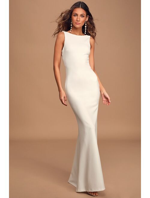 Lulus Love In Your Eyes Ivory Knotted Mermaid Maxi Dress