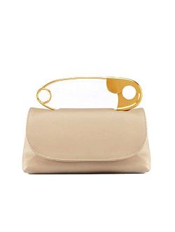 Suns Big Pin Design Clutch, Soft And High-Texture Handbag, Fashion Chain Shoulder Bag