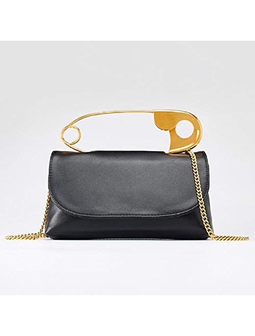 Suns Big Pin Design Clutch, Soft And High-Texture Handbag, Fashion Chain Shoulder Bag