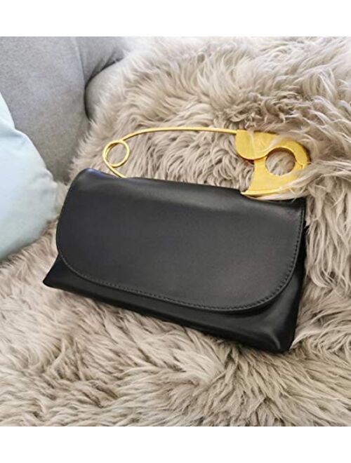 Suns Big Pin Design Clutch, Soft And High-Texture Handbag, Fashion Chain Shoulder Bag