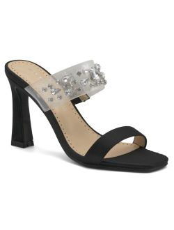 Adrienne Vittadini Women's Gothic Embellished Strap Slide Sandals