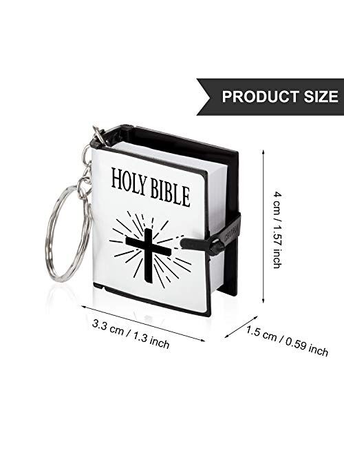 Hicarer 18 Pieces Mini Book Keychain Miniature Book Keyring for Church Souvenir Gifts