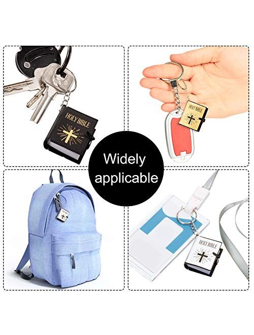 Hicarer 18 Pieces Mini Book Keychain Miniature Book Keyring for Church Souvenir Gifts