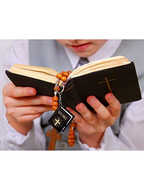 Hicarer 18 Pieces Mini Book Keychain Miniature Book Keyring for Church Souvenir Gifts