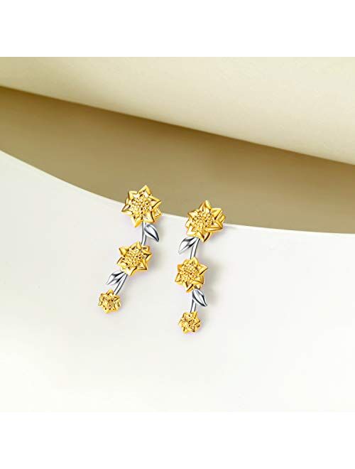POPLYKE Sunflower Daisy Dog Paw Star Butterfly 925 Sterling Silver Ear Climber Crawler Cuff Wraps Earrings Jewelry Gifts for Women Hypoallergenic