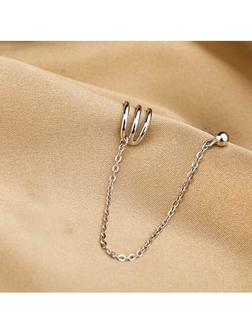 SLUYNZ 925 Sterling Silver Cuff Earrings Chain for Women Teen Girls Crawler Earrings Studs