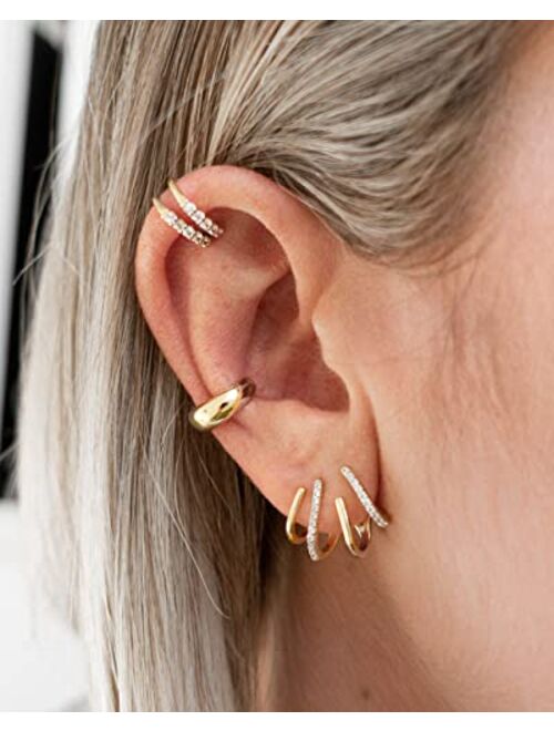 Morotole 925 Sterling Silver Claw Earrings Claw Cuff Earrings for Women Earrings that Look Like Multiple Piercings Gold Silver Ear Crawler Earrings Teen Girls