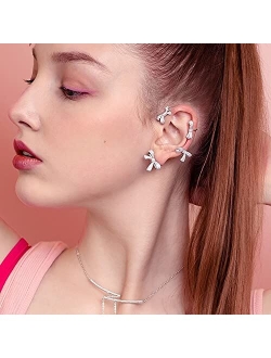 Yoursfs Cuffs Earrings for Women Clip on Non Pierced Ear Cuff Climber Crystal Cz Hypoallergenic Earrings