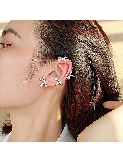 Yoursfs Cuffs Earrings for Women Clip on Non Pierced Ear Cuff Climber Crystal Cz Hypoallergenic Earrings