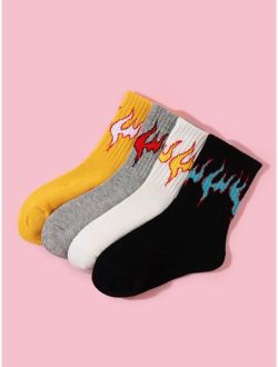 4pairs Toddler Kids Flame Pattern Socks