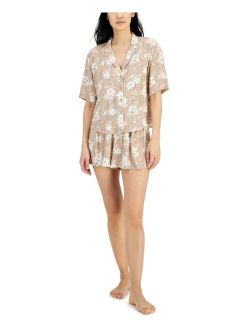 Women's Notch-Collar & Pajama Shorts Set, Created For Macy's