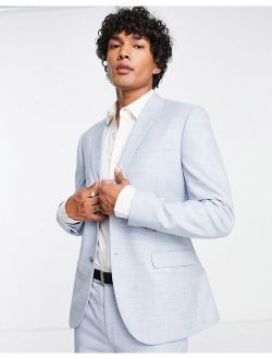 super skinny two button suit jacket in blue