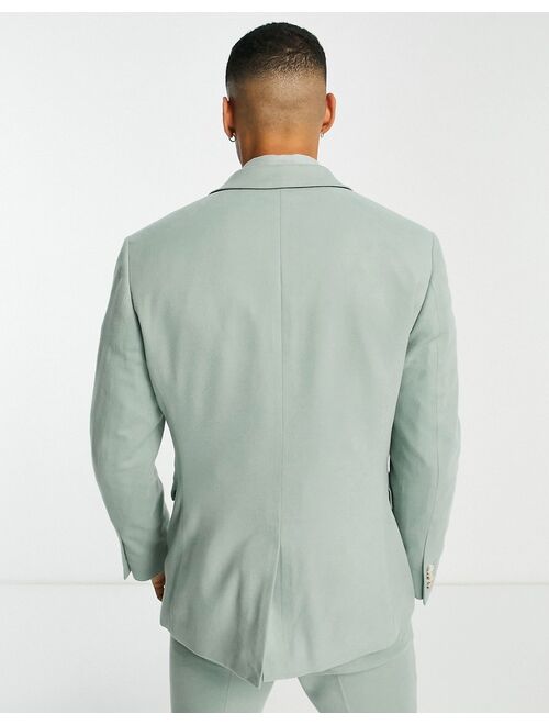Topman skinny warm handle suit jacket in sage