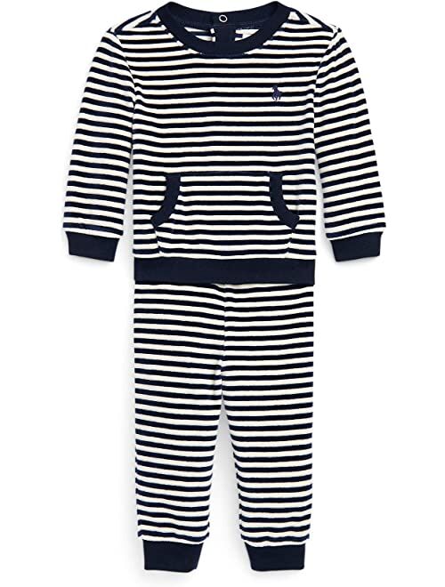 Polo Ralph Lauren Kids Striped Velour Sweatshirt & Pants Set (Infant)