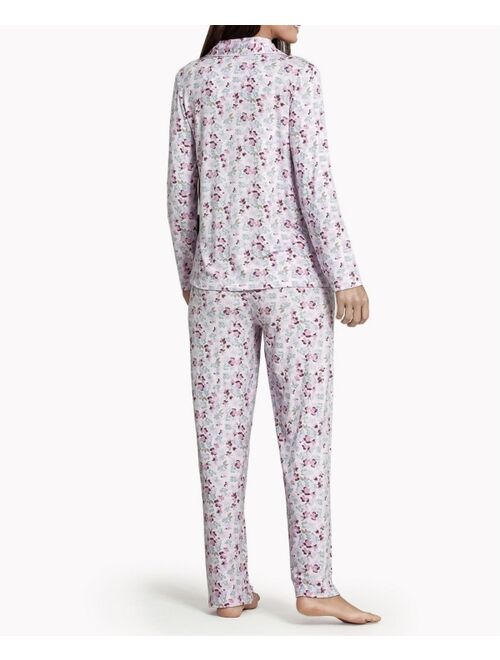 MOOD PAJAMAS Women's Floral Notes Soft Long-Sleeve Pajama Set