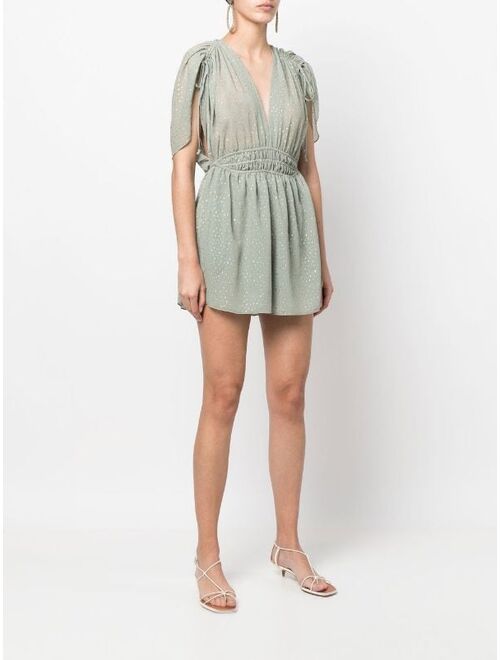 Maje embroidered short-sleeve playsuit