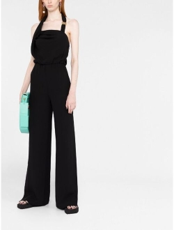 logo-plaque sleeveless dungarees