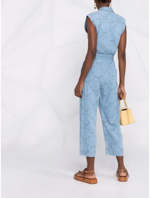 PINKO perforated-logo cotton sleeveless jumpsuit