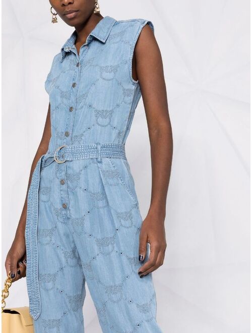PINKO perforated-logo cotton sleeveless jumpsuit