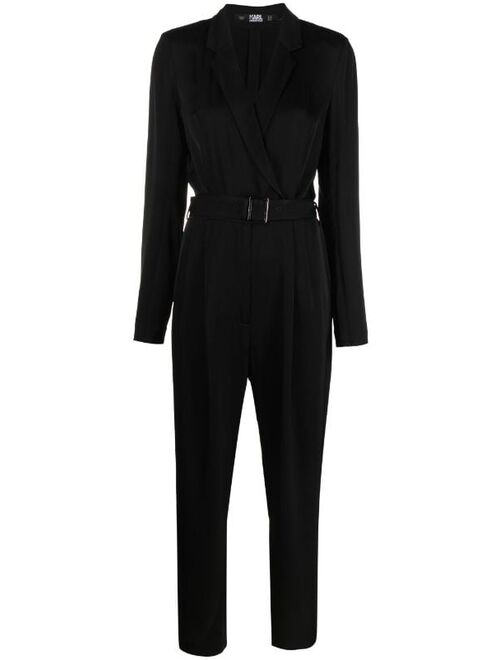 Karl Lagerfeld long-sleeve satin jumpsuit