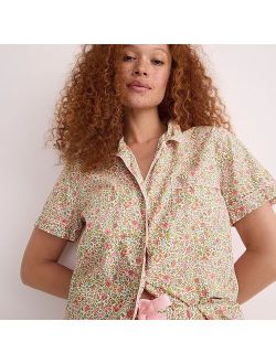 Cotton poplin short-sleeve pajama set in peony floral