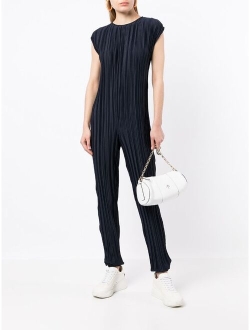 pleated sleeveless jumpsuit