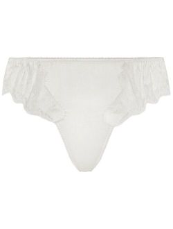 ruffle-trimmed lace thong