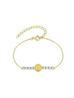 Charming Girl 14k Gold Over Silver "15" Crystal Bracelet