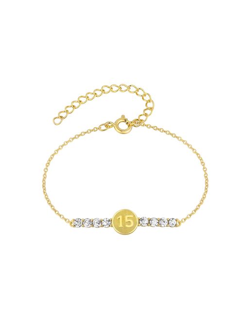 Charming Girl 14k Gold Over Silver "15" Crystal Bracelet