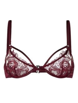 Rose lace-detailed demi bra