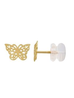 Charming Girl 14k Gold Openwork Butterfly Stud Earrings