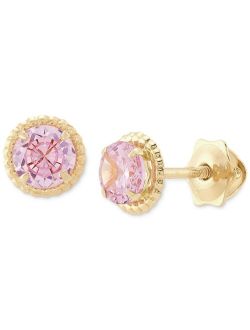 MACY'S Children's Pink Cubic Zirconia Stud Earrings in 14k Gold