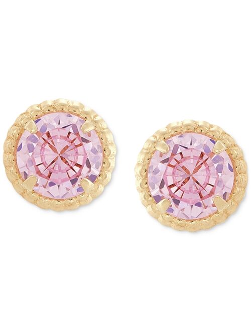 MACY'S Children's Pink Cubic Zirconia Stud Earrings in 14k Gold