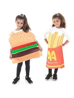 Kids Burger & Fries Best Friends Halloween Costumes Funny Food Suits 2-pk