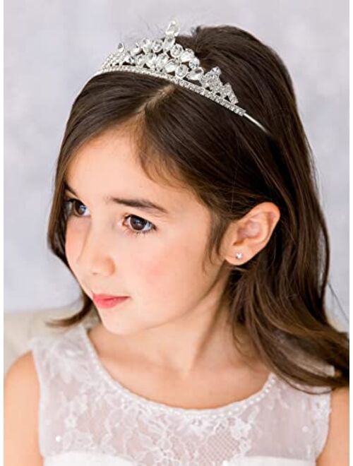 SWEETV Princess Tiaras for Girls, Wedding Tiara for Flower Girls, Kids Birthday Crown