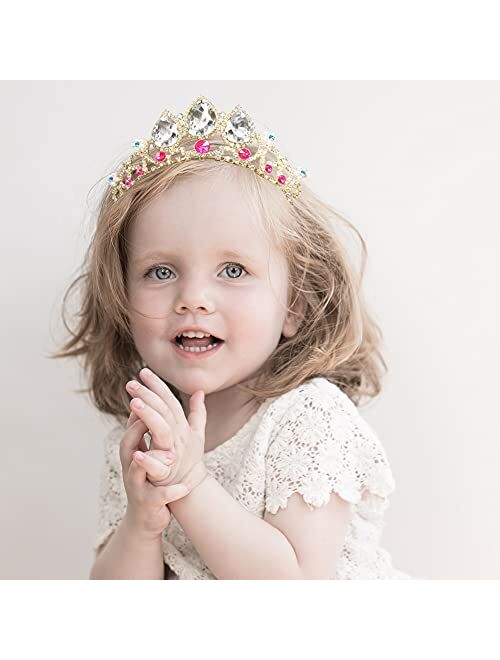 GeNeric Princess Tiaras for Girls Rapunzel Crown Tiara Headband Pearl Rhinestone Birthday Girl Crown Colored Crystal Tiaras Wedding Flower Girls Party Prom Cosplay Kids H