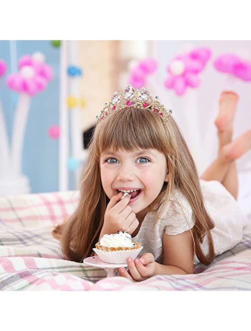 GeNeric Princess Tiaras for Girls Rapunzel Crown Tiara Headband Pearl Rhinestone Birthday Girl Crown Colored Crystal Tiaras Wedding Flower Girls Party Prom Cosplay Kids H