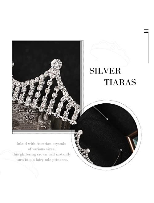 Kilshye Princess Tiara Girl Silver Rhinestone Tiaras Wedding Crown Headband Costume Crowns Headpiece for Women and Girls