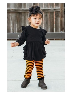 Baby Girls Halloween Romper and Ruffle Tight Set, 2 Piece