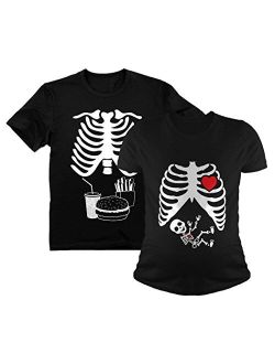 Tstars Halloween Maternity Shirt Skeleton Baby Boy Burger Xray Couples Matching Shirts