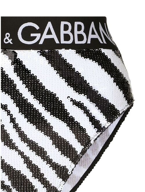 Dolce & Gabbana zebra sequin embroidery high-waisted briefs