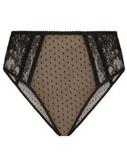 lace panelled semi-sheer briefs