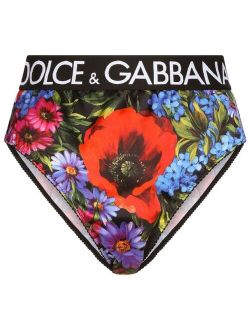 floral-print logo-trim briefs